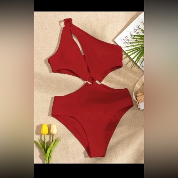 Hilinker Women's O-Ring Cutout Halter Swimsuit High Cut Bathing Suit NWT size M - Picture 2 of 10